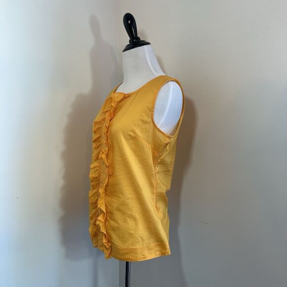 Banana Republic Cami Tank Top Size 2 Tailored, Fitted Zip Yellow Ruffle Detail - Picture 3 of 9